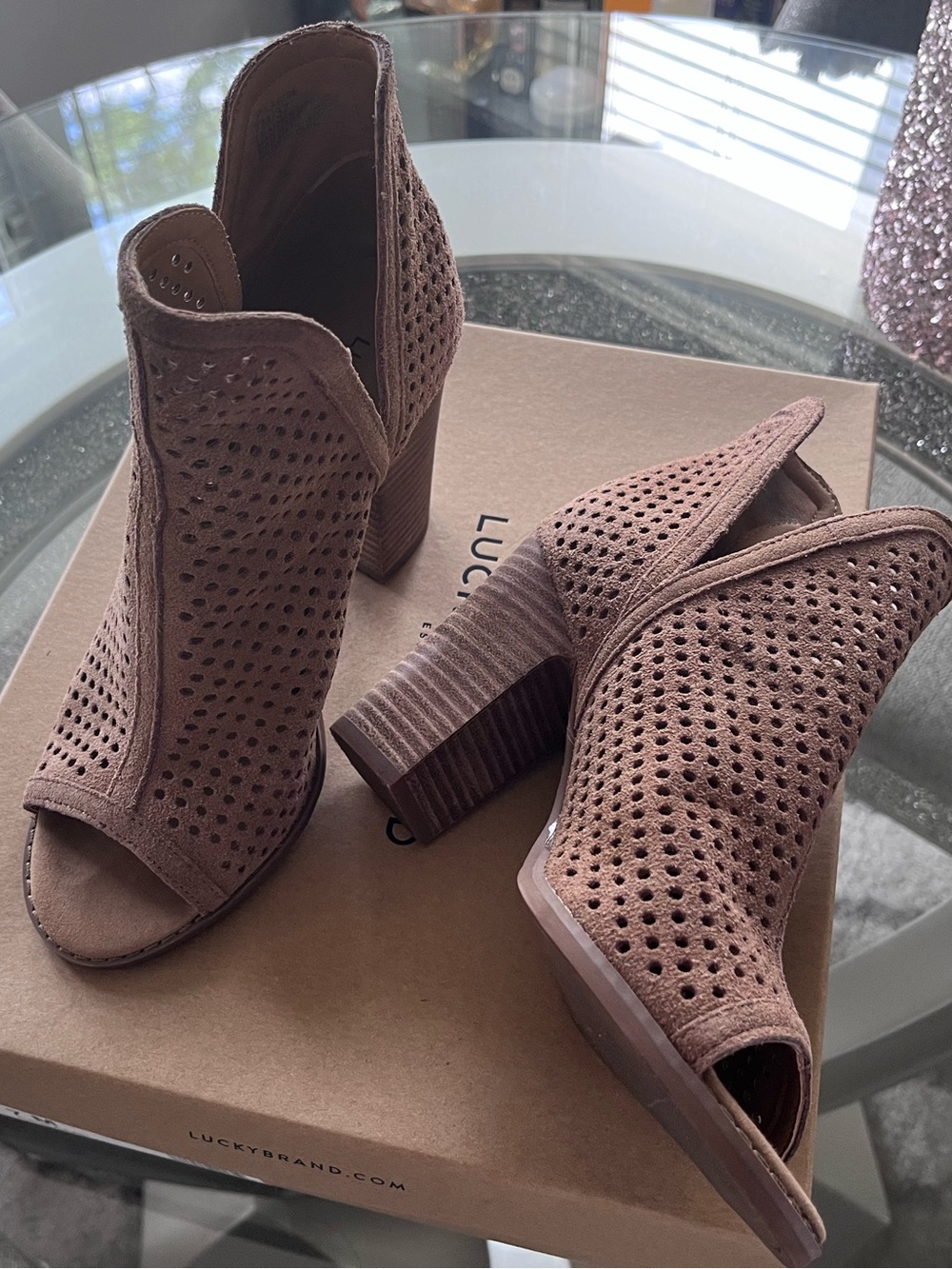 Lucky Brand Peep-Toe Block Heel Booties